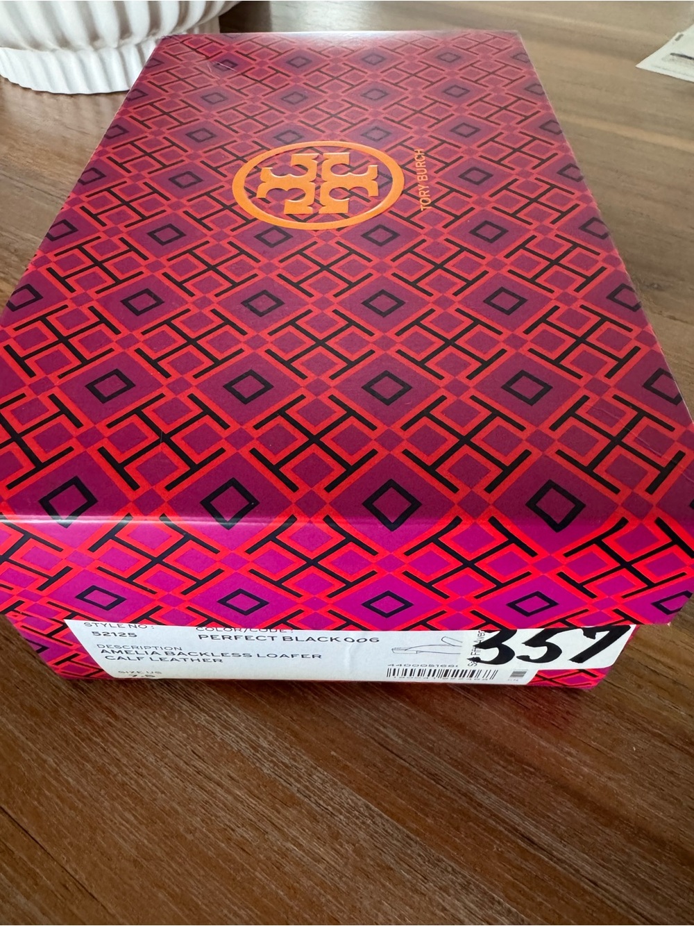 Tory Burch Pink and Orange Geometric Logo Shoe Box